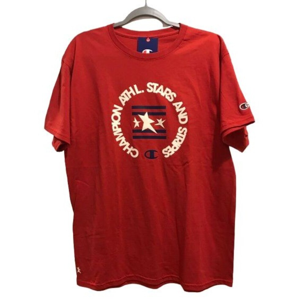 Men's Large T-Shirt Champion Red Crew Neck Short Sleeve Athl. Allstars